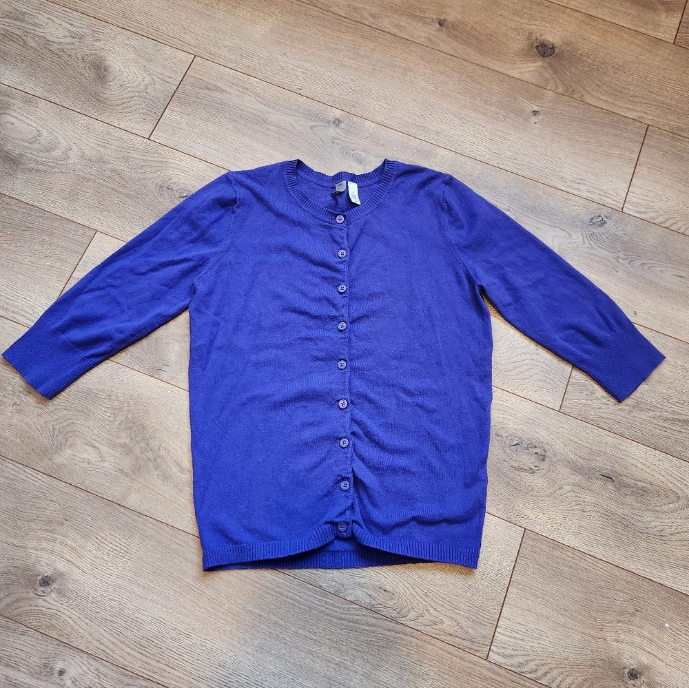 Girls' Purple Button-Front Cardigan Sweater